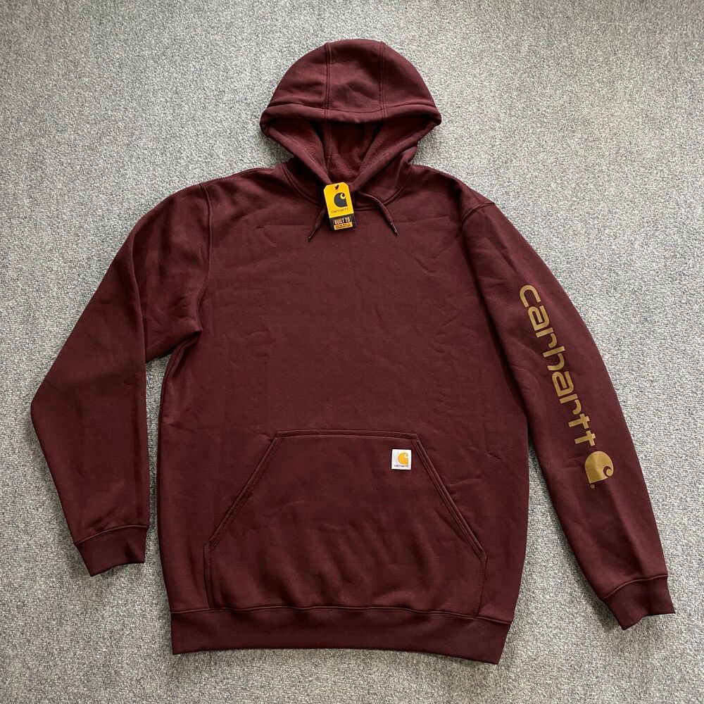 Carhartt Midweight Logo Sleeve Hoodie Adult Large Tall LT Loose Fit Port Red NWT